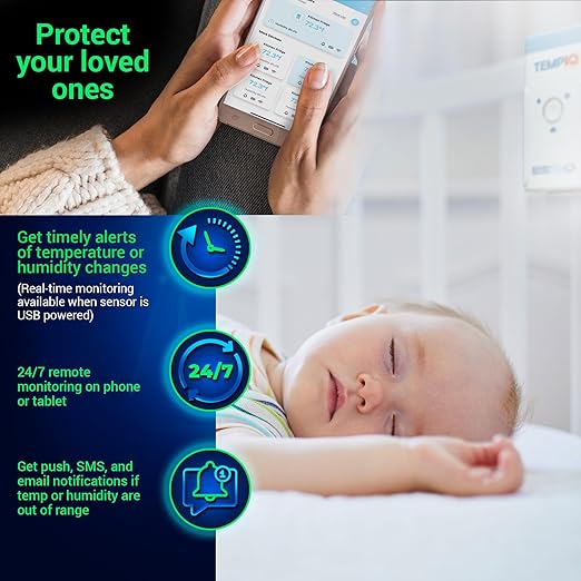 TEMPIQ Remote WiFi Temperature & Humidity Sensor - App Integration, Alerts, Helps Monitor 2nd Home, AirBnb, RV, Pets,Freezer and Server Room, Indoor & Outdoor Hygrometer & Thermometer