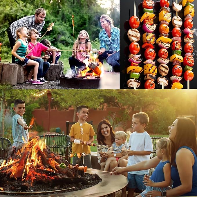 Extra Long 24" Bamboo Smores Sticks (150 Pcs), Marshmallow Roasting Sticks for Fire Pit, 6mm Heavy Duty Wooden Skewers for Smore Hot Dog Barbecue Thick Sticks