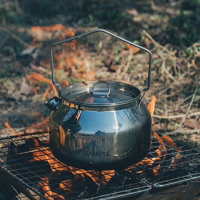 Fire-Maple Antarcti Portable 1.2 Liter Lightweight Stainless Steel Camping Kettle | Durable and Portable Camp Tea Pot | Ideal for Bushcraft and Outdoor Campfire Use