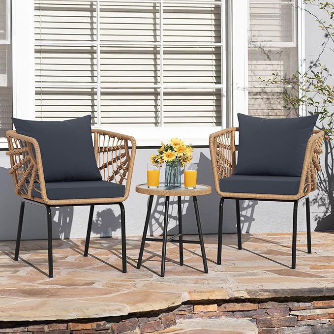 Outdoor Cushions for Patio Furniture, Waterproof Outdoor Chair Cushion w/Fade-Resistant, Removable & Machine-Washable Cover, 22x22 Inch, Deep Seat Sofa/Couch Pad Replacement – Set of 2, Dark Grey