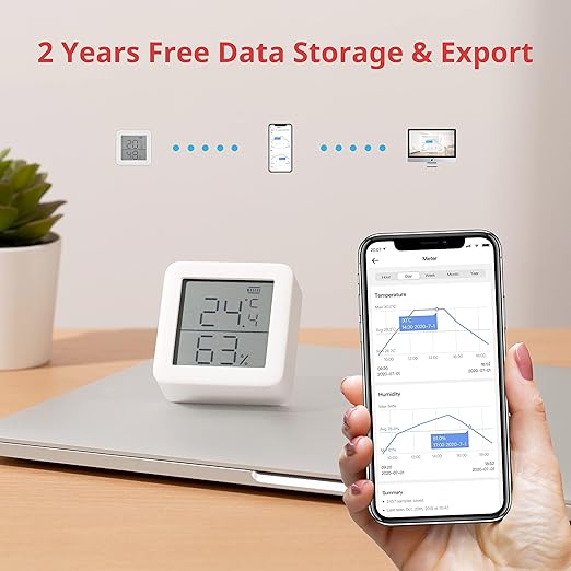 SwitchBot WiFi Hygrometer Thermometer with Hub, Dewpoint/VPD/Absolute Humidity Meter, Indoor Wireless Temperature Humidity Sensor Monitor with App Control, Compatible with Alexa, Google Home, IFTTT
