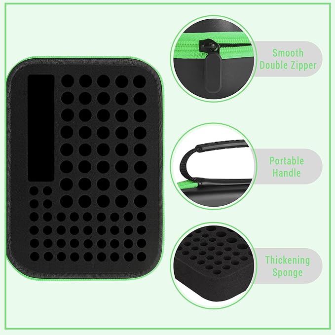 Battery Organizer Storage Case with Tester for AA AAA Button Battery Holder Carrying 3 Batteries Variety Pack 88 Batteries Zipper Mesh Bag (Batteries Not Included) (black-green)