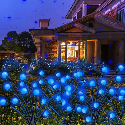 Kohlrabi Solar Garden Lights Outdoor, 2 Pack 20 LED Solar Blue Firefly Lights Waterproof, Sway by Wind, Swaying Light for Yard Patio Backyard Garden Planter Flower Bed Pathway Outdoor Decoration