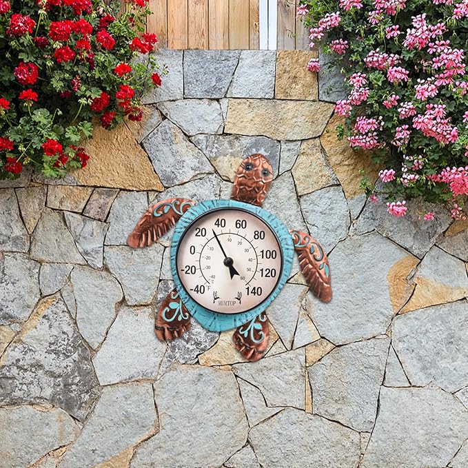 MUMTOP Outdoor Thermometer, Turtle Outside Wall Thermometer for Patio Yard Garden