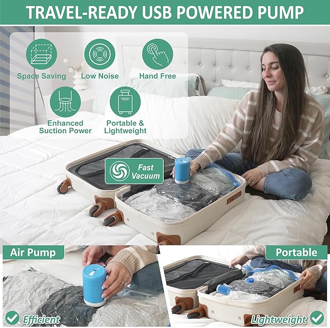 Cozy Essential 35 Pack Vacuum Storage Bags with Electric Pump, Vacuum Seal Space Saver Bags for Clothing, Pillows, Blanket, Bedding, Comforters