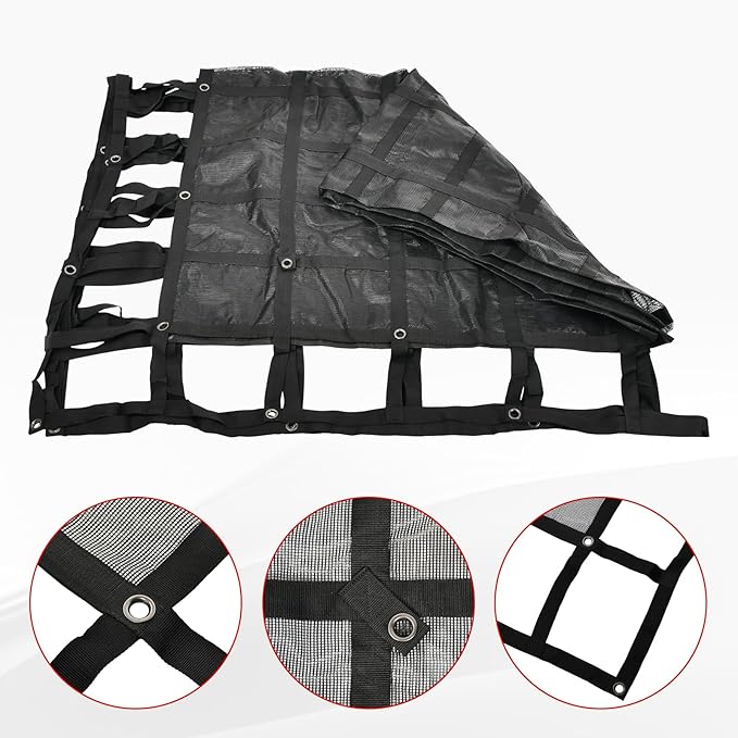 Heavy Duty 126" x 174" Truck Bed Cargo Net with Adjustable Cam Buckles & S-Hooks & Cross Strap,10.5' x 14.5' Cargo Net with 1500LBS Capacity for Pickup Truck Bed Trailer SUV Jeeps
