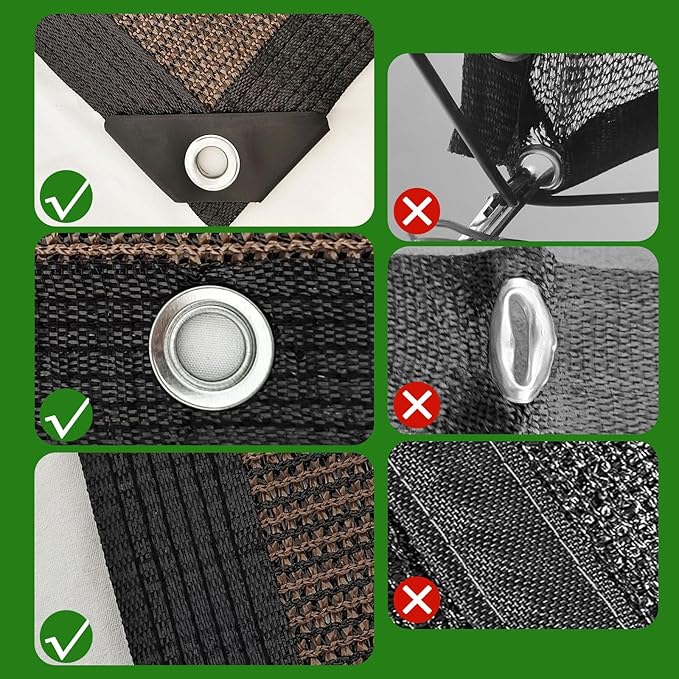 Mocha Sun Shade Cloth,Pergola Shade Cover with Reinforced Grommets,90% Shade Fabric Fence Privacy Screen Balcony,Pergola Shade Cover Canopy Garden Carport Porch Deck Patio Shade,16x16FT