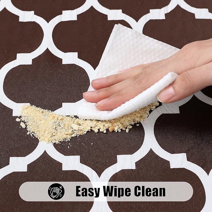 Smiry Rectangle Picnic Table Cover, Waterproof Elastic Fitted Camping Tablecloths for 6 Foot Tables, Wipeable Flannel Backed Vinyl Tablecloth Protector for Indoor, Outdoor (Coffee, 30x72 Inches)