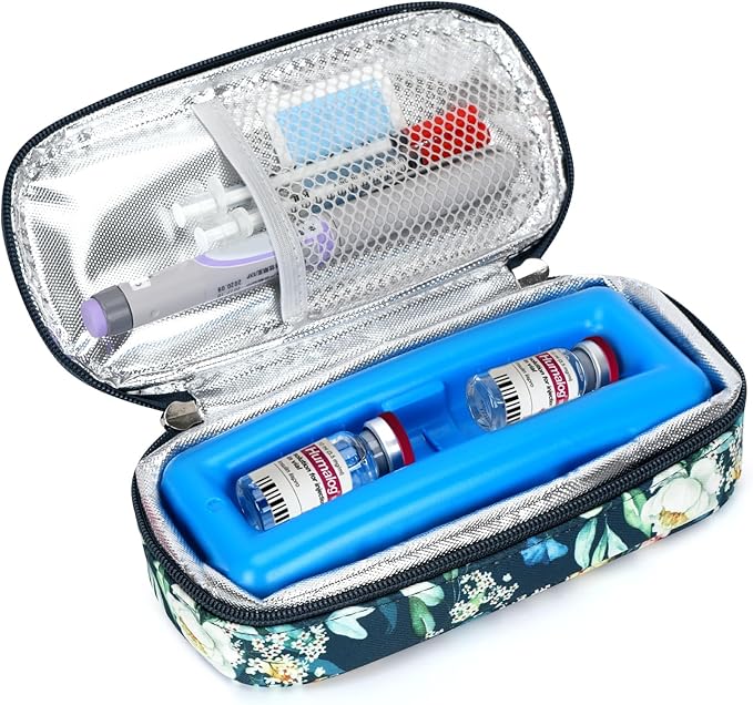 YOUSHARES Insulin Vials Cooler Travel Case - TSA Approved Diabetic Medication Vial Cooling Bag with Protective Ice Brick, Refrigerated Diabetes Supplies Organizer, Small Bottle Carrying Storage