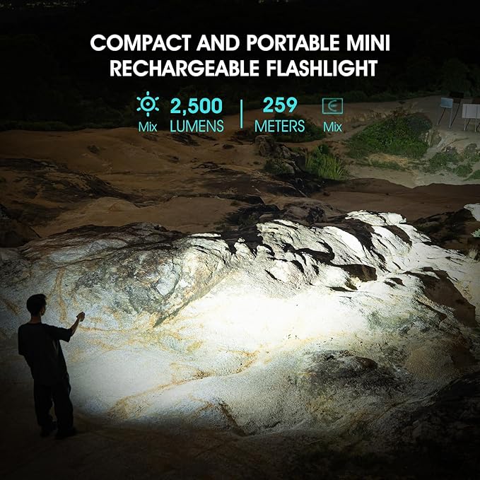 S10Pro Rechargeable LED Flashlights High Lumen, 2,500 Lumens EDC Pocket Flashlight Super Bright, Powerful Mini Flashlight 5 Modes Magnetic Flash Light for Emergency, Camping, Hiking (Green)