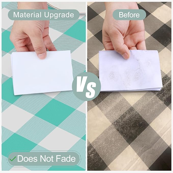 misaya Rectangle Waterproof Vinyl Table Cloth, Buffalo Flannel Backed Tablecloth, Wipeable Plastic Table Cover for Dinner, Kitchen, Outdoor (52" x 70", Teal and White)