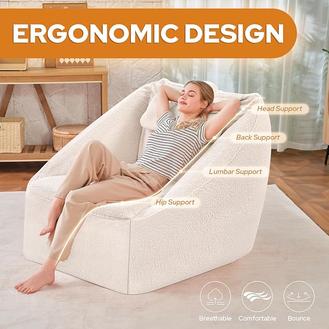 HABUTWAY Inflatable Bean Bag Chairs for Adult Blow up Chair Portable Inflatable Bean Bag Couch w/Electric Air Pump,Handle & Side Pocket for Movie Night Reading Gaming Living Room - Beige