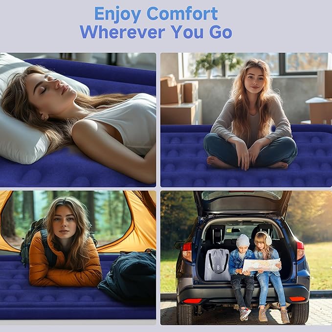 Air Mattress Full with Built-in Pump 18", Comfortable Self-Inflating Air Mattress with High-Speed Pump, Durable Blow Up Mattress Full with Storage Bag for Guests, Camping, Travel