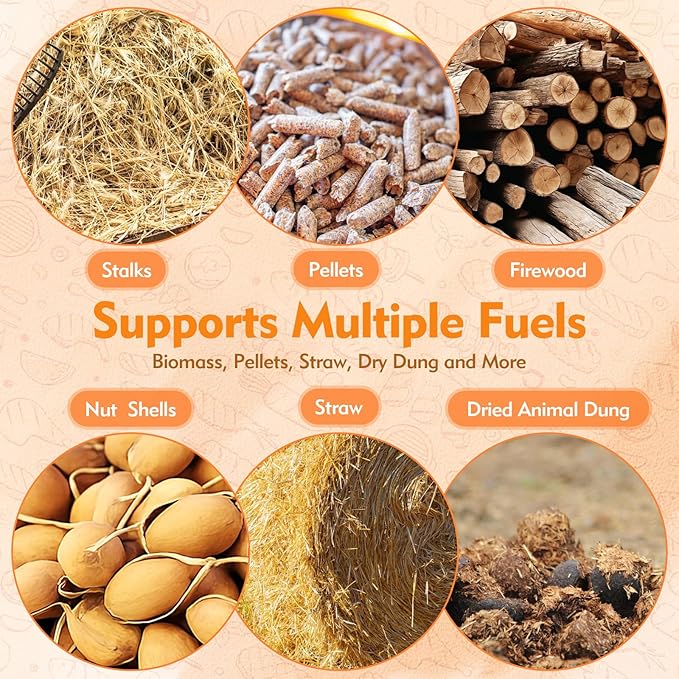 Portable Wood Camping Stove with Turbo Fan – 20-Second Quick Ignition, Adjustable Flame for Outdoor Cooking & BBQ, Burns Wood, Nut Shells, Dry Grass, Leaves & Biomass