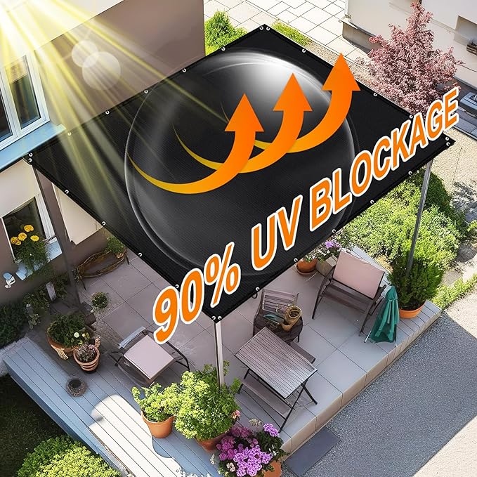 Artpuch 90% Sun Shade Cloth, 3 x 8 FT Pergola Shade Cover Canopy with Grommets, Sun Screen Fabric Tarp for Patio, Outdoor, Garden, Backyard, Black