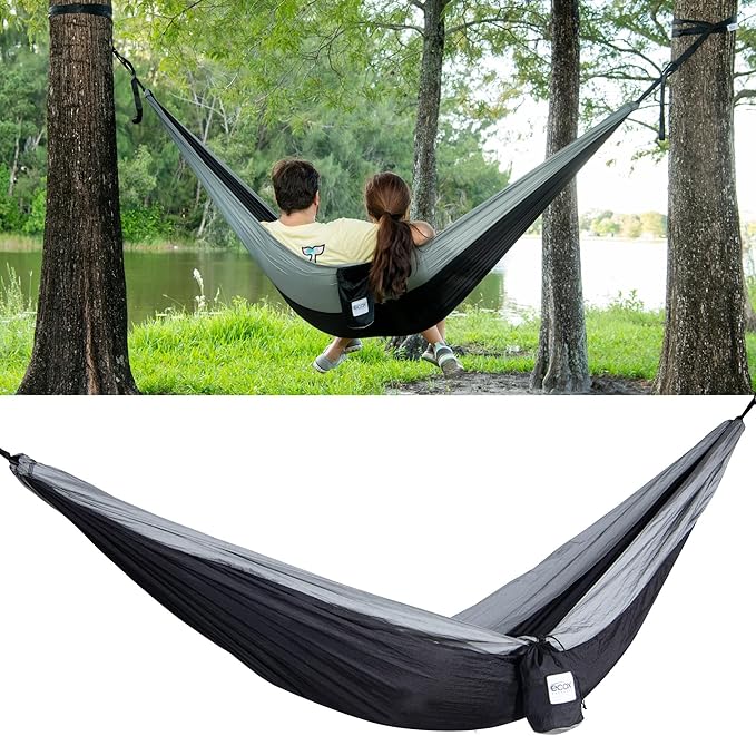 Outdoors Parachute Hammock Single with 2 Tree Straps, Portable Lightweight Nylon Comfortable for Backpacking, Camping, Travel, Beach, Backyard, Patio, Hiking