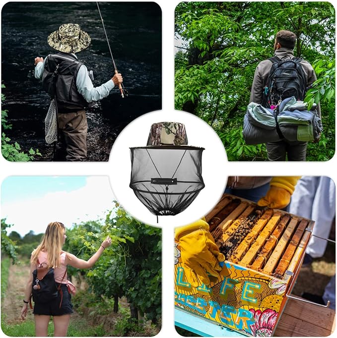 CozyCabin Mosquito Head Net Hat with Removable Mesh Hidden Netting, Design for Outdoor Fishing Gardening