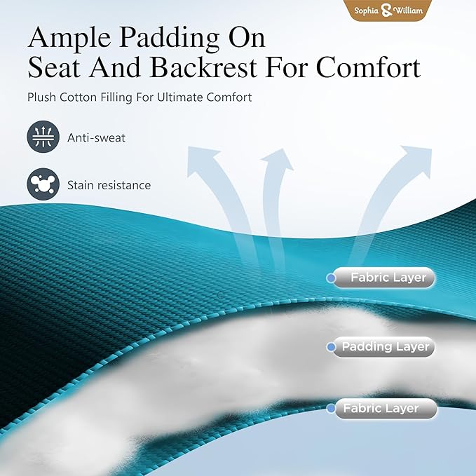 Sophia & William Oversized Zero Gravity Chair Set of 2 Padded, Folding Lounge Chair with Wide Armrest and Cup Holder, Support 400 LBS, Aqua Blue