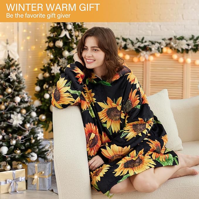 LetsFunny Blanket Hoodie,Oversized Wearable Sherpa Fleece Blanket Sweatshirt,Super Soft Warm Cozy with Giant Pocket,Gifts for Women Men Adults Teenagers Kids, One Size Fits All