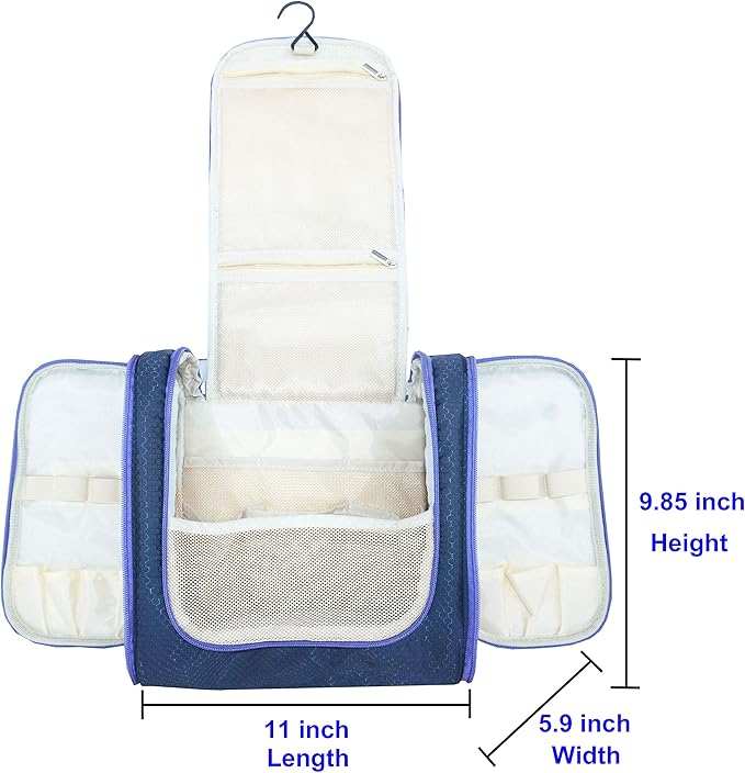 Hanging Toiletry Bag Extra Large Capacity | Premium Travel Organizer Bags For Men And Women | Durable Waterproof Nylon Bathroom, Shower, Makeup Bag For Toiletries, Cosmetics, Brushes