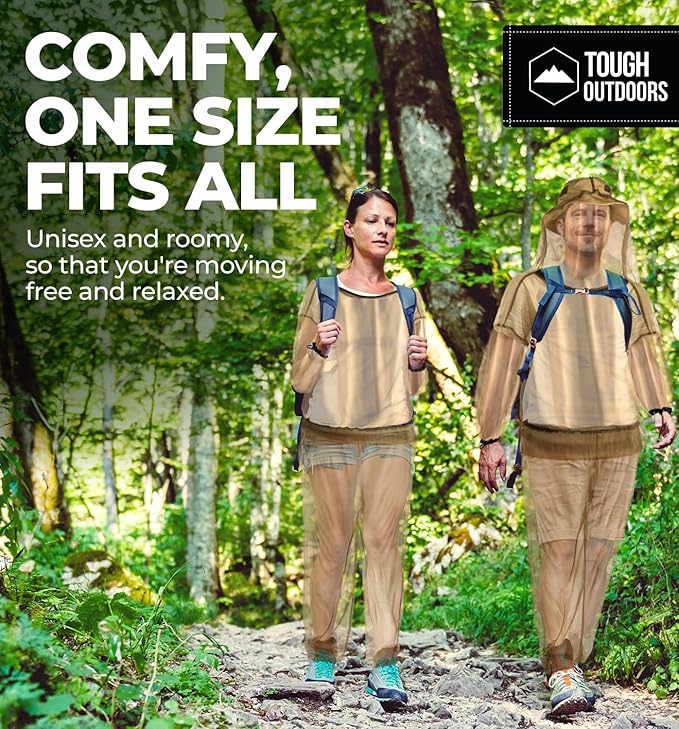 Tough Outdoors Mosquito Pants - Bug Pants for Men & Women - Net Bug Mesh for Gardening & Outdoor Protection from Flies, Gnats - with Free Carry Pouch - Green/Pants Only, Small-Medium