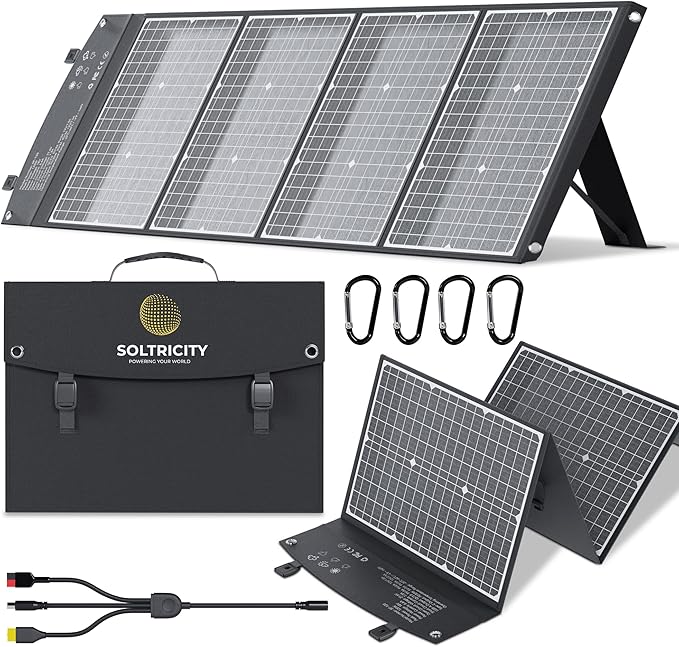 120W Portable Solar Panel & Flexible Solar Panel for Camping | 23% High Efficiency ETFE Foldable Solar Panel | Charger with USB-C & Lightweight with Emergency Power Supply