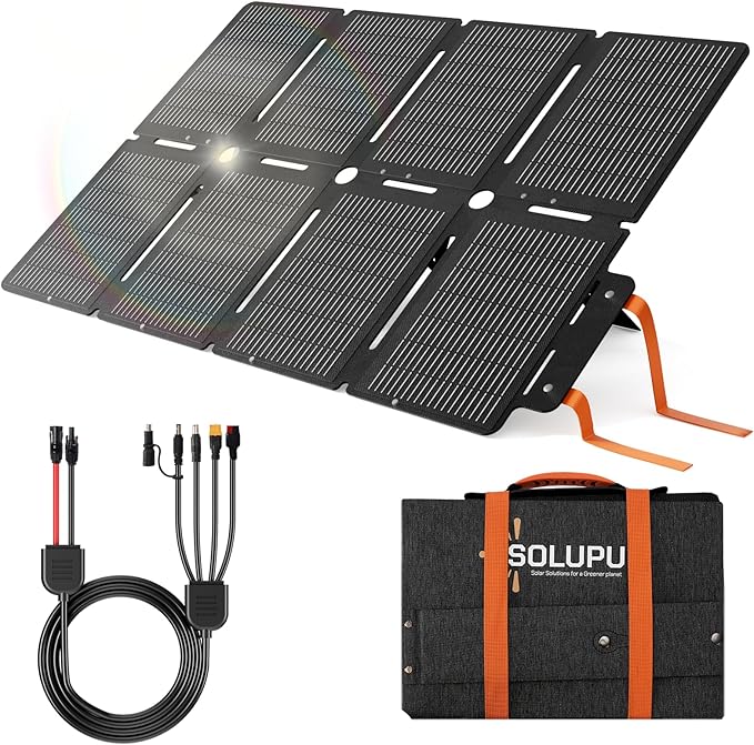 100W Portable Foldable Folding Solar Panels, IP67 Waterproof for Camping, Outdoor Power Supply, Compact 8-Fold Design with MC-4 Output, High-Efficiency Charging for Devices