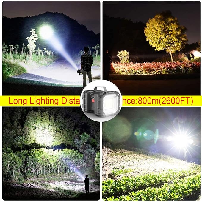 Rechargeable LED Searchlight Flashlight, LED Spotlight Big Power Capacity 13000LM 20h Ultra-Long Standby 7 Lights Modes Camping Work Light, Waterproof for Home, Outdoor (45 LEDs)