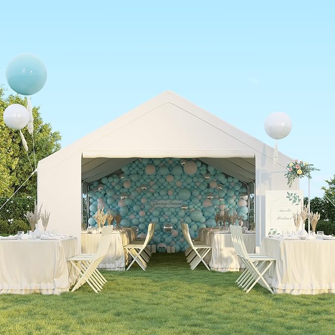 Aoxun 32x16 Party Tent Canopy for Weddings Waterproof Event Tent with Removable Sidewalls &Roll-up Door, Heavy-Duty Steel Frame for Outdoor Weddings, BBQ, Birthday Parties, & Camping,White