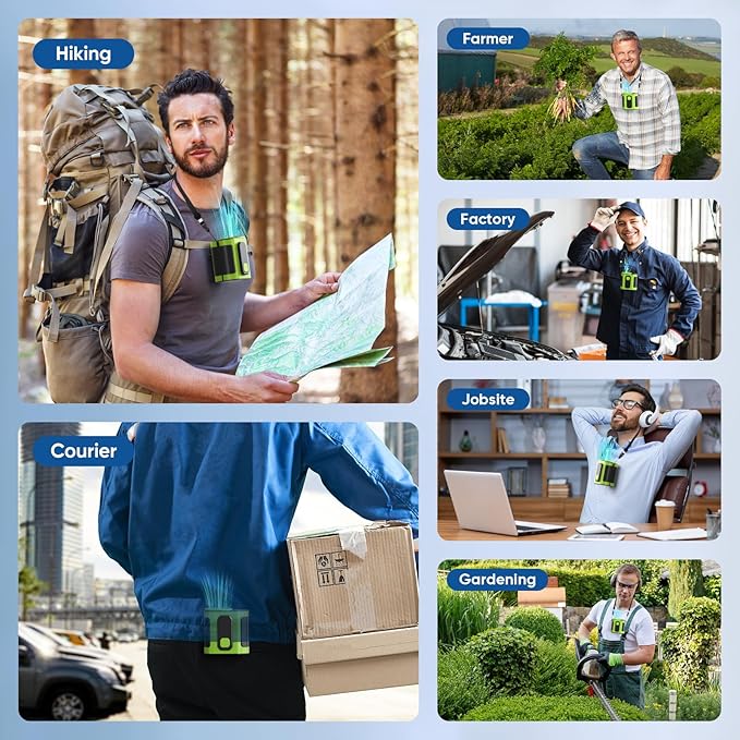 Portable Waist Fan, 10-Speed Rechargeable Body Fan with LED Light,Hands Free Wearable Belt Clip Waist Fans, 10000mAh Battery Cooling Fans, Dual Clips/Power Bank, 15000RPM for Camping, Outdoor, Jobsite