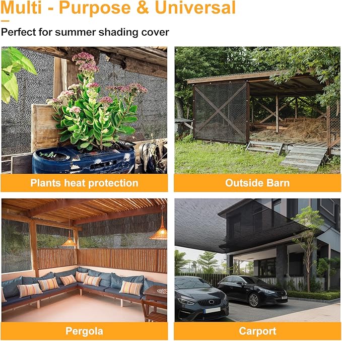 UCINNOVATE 70% Shade Cloth for Garden, 10x20 FT Sun Shade Fabric Material, Sunblock Garden Mesh Tarp with Grommets, UV Resistant Sunshade Screen Net Cover for Outdoor, Patio, Greenhouse, Plants, Yard