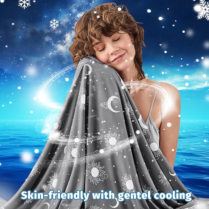 inhand Cooling Blanket King Size (90"x108") - Cooled Blankets for Hot Sleepers Lightweight Breathable Summer Blanket for Sleeping Night Sweats to Keep Cool in The Heat -Dark Grey-Sky
