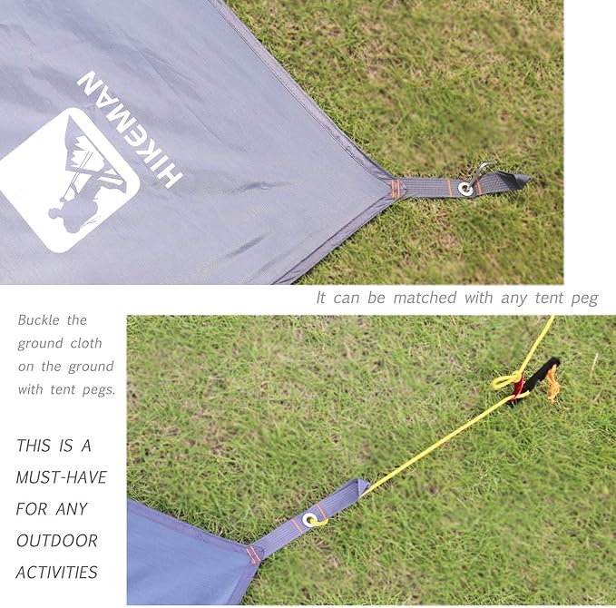 Hikeman Tent Footprint - Waterproof Camping Tarp, Heavy Duty Tent Floor Saver, Ultralight Ground Sheet Mat for Hiking, Backpacking, Hammock, Beach - Storage Bag Included(L-83”x71”)