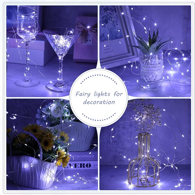 Macarrie 6 Pcs USB String Lights 33 ft 100 LED Fairy Lights Powered String for Christmas Indoor Outdoor Wedding Party Tree Home Festival Garden Decoration (Cool White)