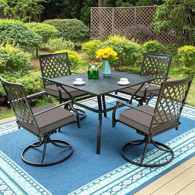 LVTXIII Patio Chair Cushions 19"x19"x3", Water-Repellent Outdoor Seat Cushions for Patio Furniture, Square Chair Pads with Ties for Home Garden Decoration, Set of 2, Dark Grey