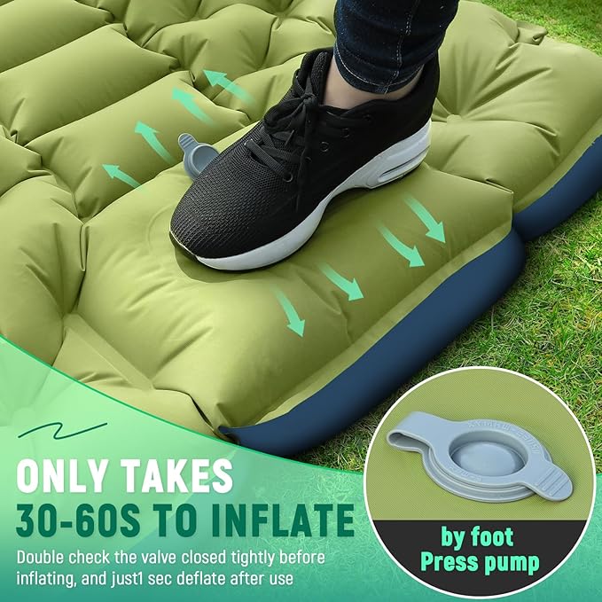 Camping Sleeping Pad, Ultralight Camping Mat with Built-in Foot Pump, Comfortable Sleeping Mat for Backpacking, Car Traveling,Tent,and Hiking