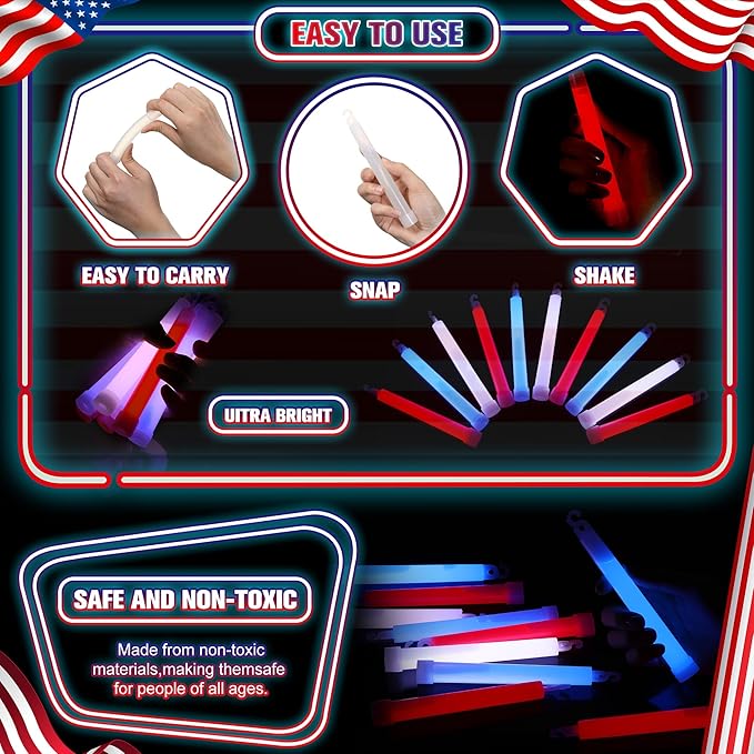 Sotiff 96 Pcs 6 Inch Ultra Bright Emergency Glowing Sticks, Glow Sticks with 12 Hour Duration, Halloween Favors for Party Birthday Wedding Concerts Halloween