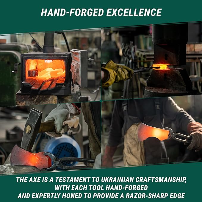 BeaverCraft Bushcraft Hatchet with Sheath for Camping AX3 - Small Wood Carving Axe - Forged Axes for Chopping - Forest Backpacking Hatchet with Wooden Handle - Firewood Splitting Axe, Gardening Axes