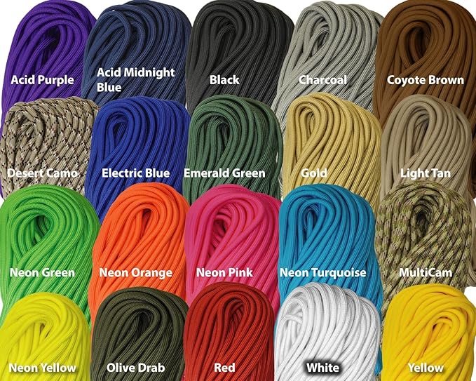 1/4" ParaMax Paracord 100 ft – 1000 lb Type IV Rope for Dog Leashes, Camping, Kayak Anchor - Made in USA - Yellow