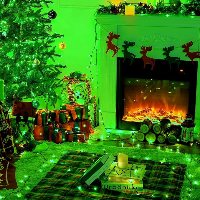 JMEXSUSS 250 LED Green String Lights - 91.5ft Halloween Lights Outdoor Waterproof, 8 Lighting Modes, Connectable Halloween Tree Light for Yard Patio Party Christmas Decorations