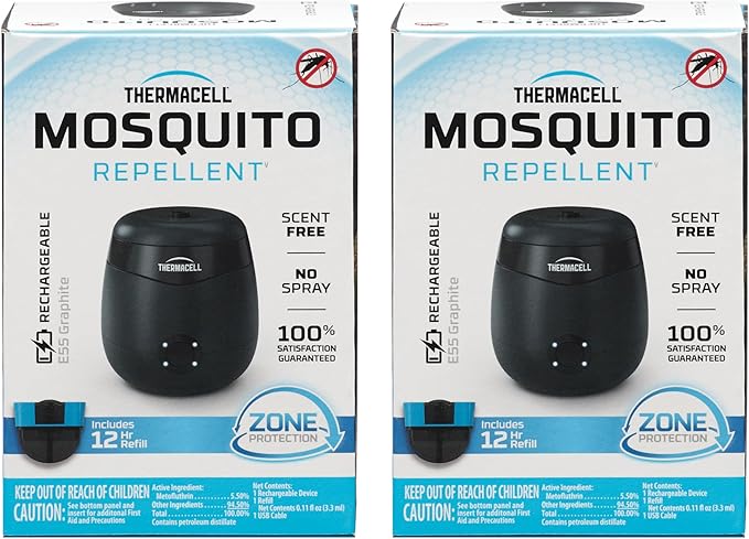 Thermacell E-Series Rechargeable Mosquito Repeller with 20’ Mosquito Protection Zone; Bug Spray Alternative; Scent Free