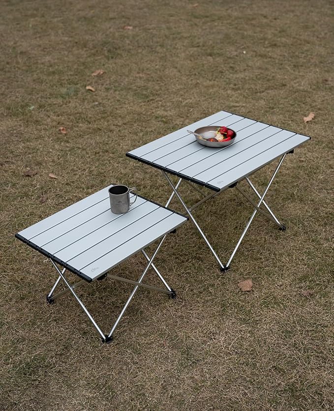 iClimb Ultralight Compact Camping Folding Table with Carry Bag (Silver - L)