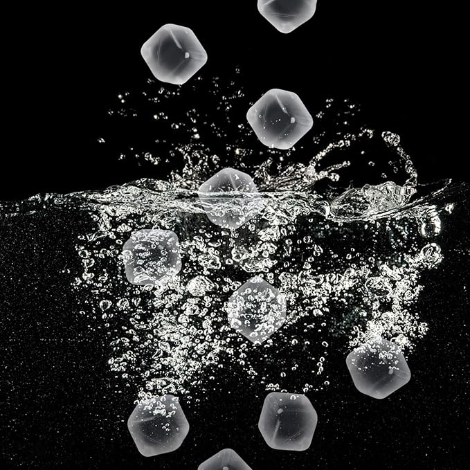 60 Pack Reusable Ice Cubes for Drinks, Refreezable Plastic Ice Cubes Without Diluting, Permanent Ice Cube Frozen BPA Free, Cocktails Like Whiskey, Wine, or Coffee (Transparent)