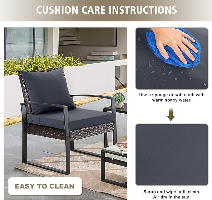 Outdoor Cushions for Patio Furniture, Waterproof Outdoor Chair Cushion w/Fade-Resistant, Removable & Machine-Washable Cover, 22x22 Inch, Deep Seat Sofa/Couch Pad Replacement – Set of 4, Dark Grey