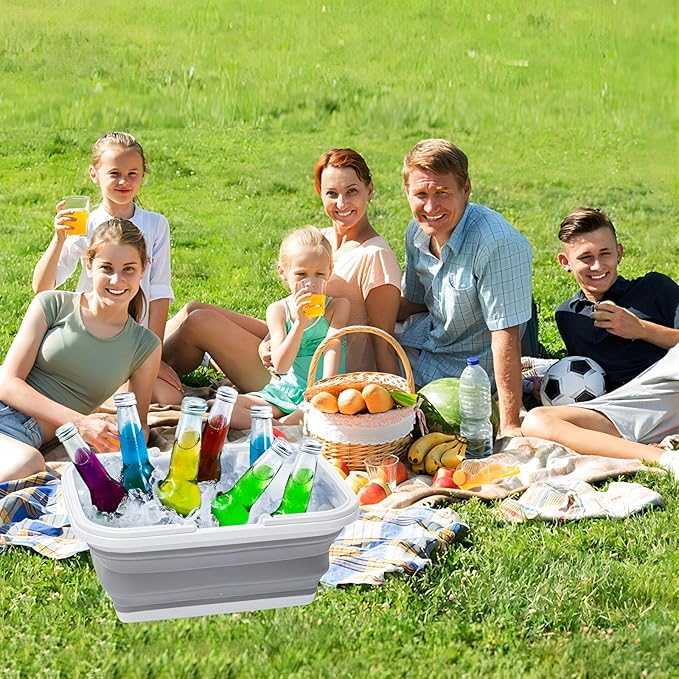 AUTODECO Collapsible Sink with Handle Towel, 2.37 Gal / 9L Foldable Wash Basin for Washing Dishes, Camping, Hiking and Home