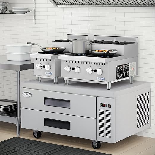 KoolMore KM-CRSU-12 12 in. Two-Burner Commercial Step Up Range, 52000 BTU,ETL Listed in Stainless-Steel