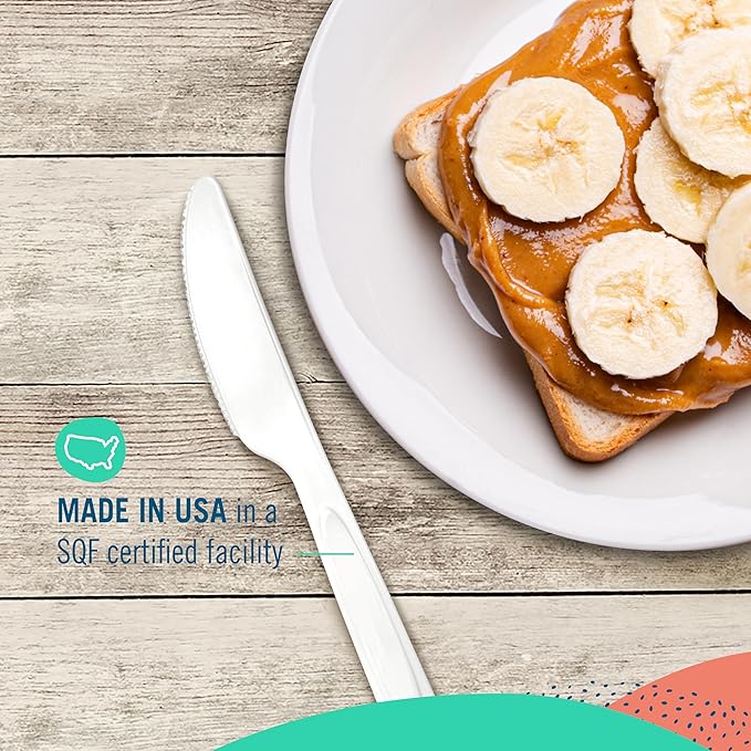 Preserve Compostable Knives, Made in USA, Medium Weight Cutlery, White, 840 Count