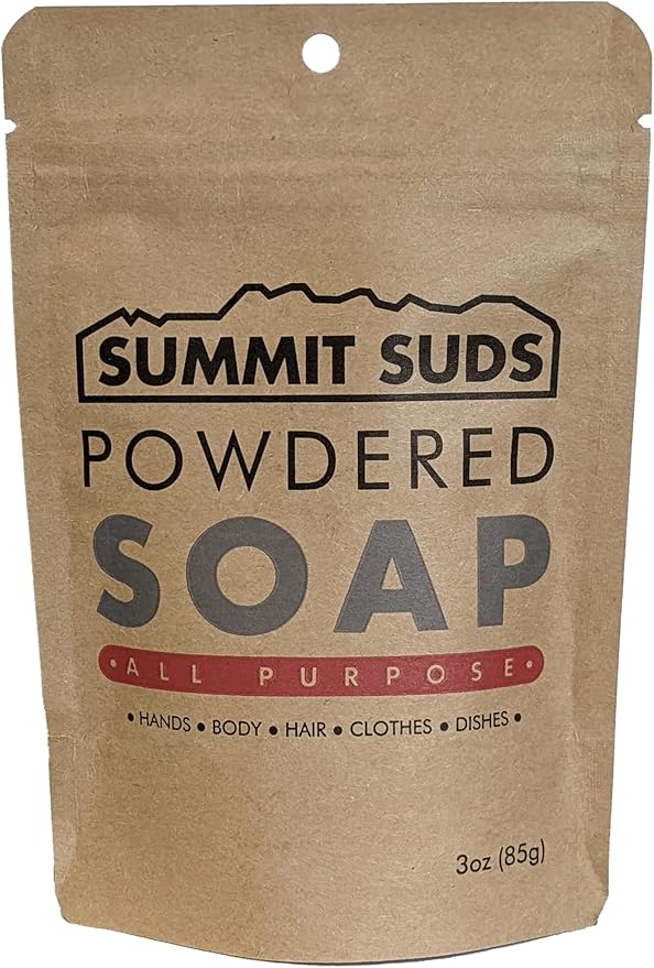 Outdoor Powdered Soap - Light Weight Backpacking soap for All Outdoor Recreation Like Hiking and Camping.