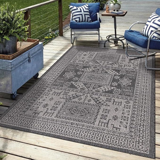 Keen Home Design Terrace Outdoor Area Rug - 10x14 Washable Indoor/Outdoor Rug for Patio, Kitchen, Balcony, Beach, Garden, Deck and Porch, Size: 10'x14'