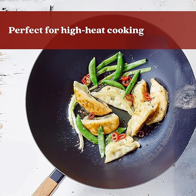 Alva Forest 4 Piece Seasoned Blue High Carbon Steel Pan Set Natural Nonstick Frying Pans Non Toxic PFAS PFOA PTFE Free Carbon Steel Frying Pans & Nonstick Wok Pan Safe for All Stovetops & BBQ